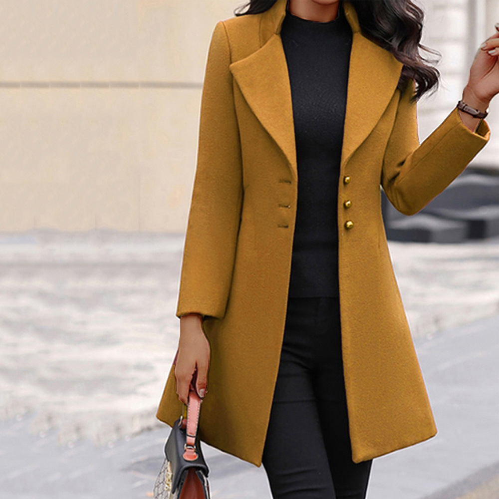 Winter Single-Breasted Slim-Fit Lapel Coat - Picture 4 of 4