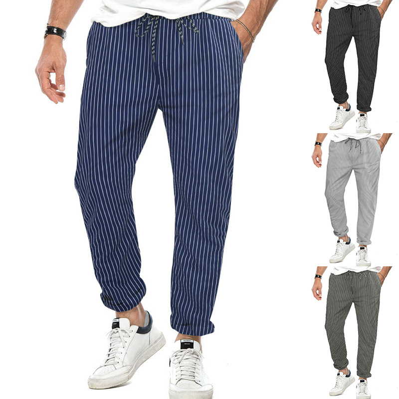Striped Pants Men's Thin Loose CJdropshipping