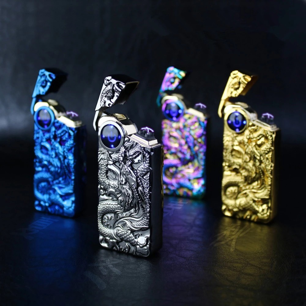 Dragon Tiger Double Fire Lighter Blue Flame Lighter Windproof Open