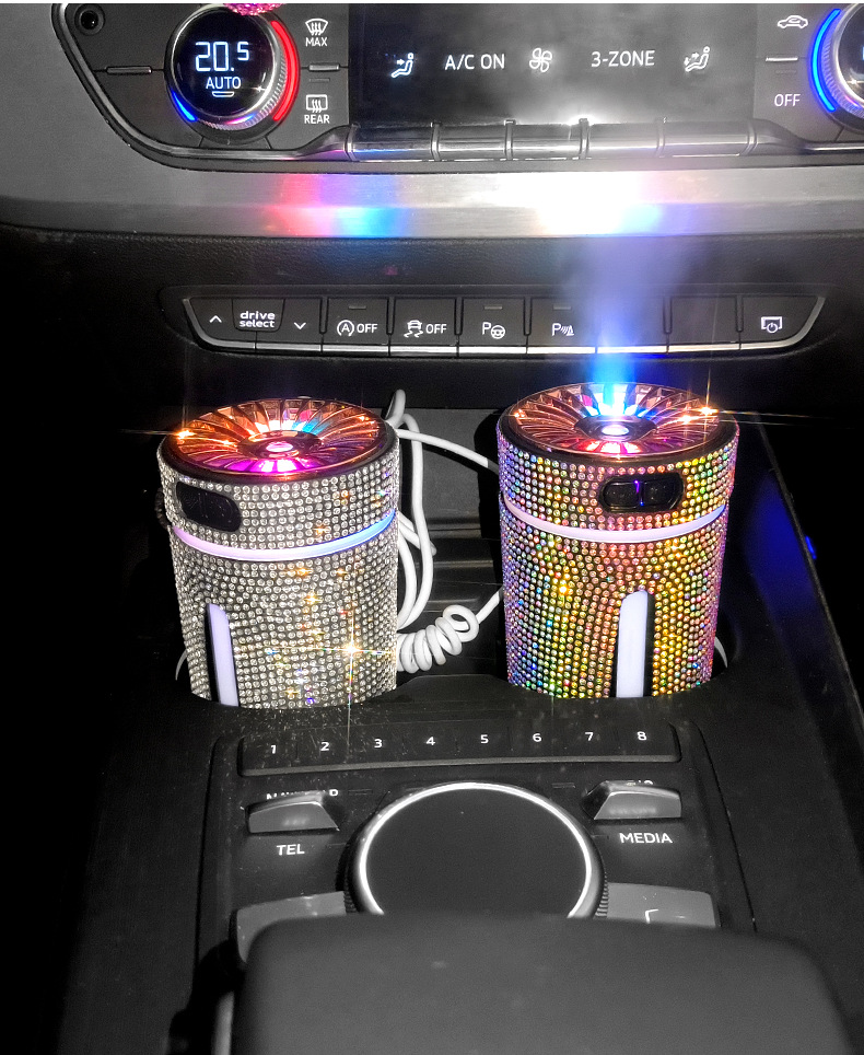 Luxury Diamond Car Humidifier LED Light Car Diffuser Auto Air Purifier Aromatherapy  Diffuser Air Freshener Car Accessories For Woman - CJdropshipping