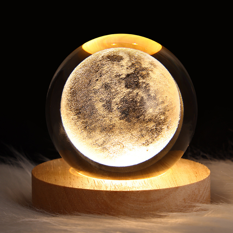 LED Night Light Galaxy Crystal Ball Table Lamp 3D Planet Moon Lamp Bedroom Home Decor For Kids Party Children Birthday Gifts Duplicated