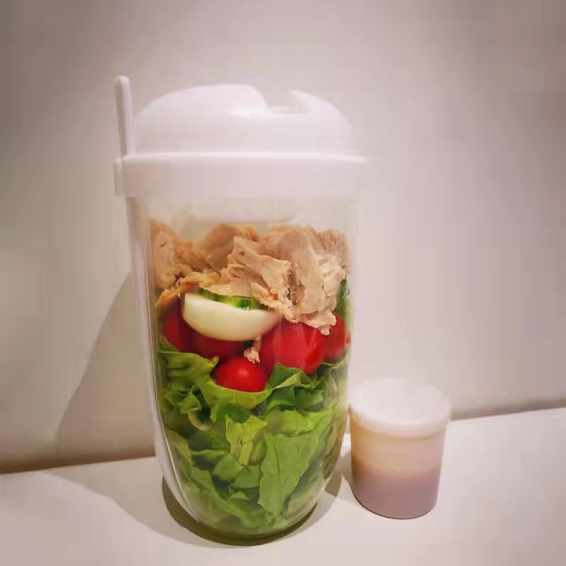 Bottle Salad Container for Lunch Salad Container Cup Set with Sauce Cup and  Fork