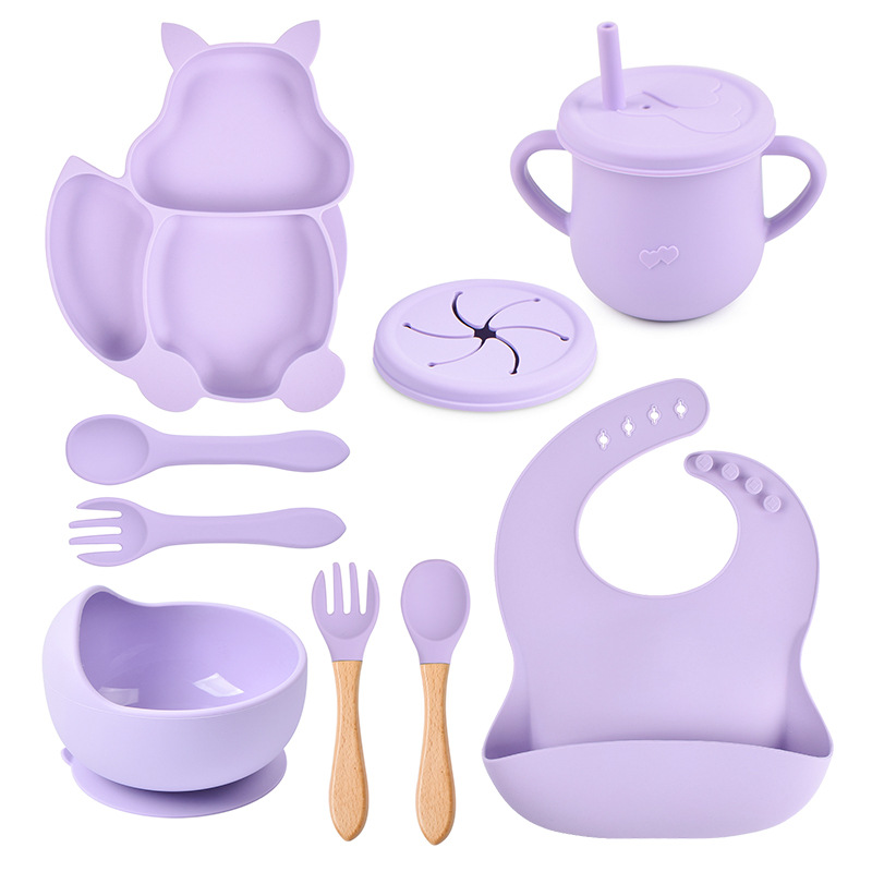 Baby Feeding Set with Silicone Tableware - Bowl, Plate, Bib, Sippy Cup, Snack Cup - MAMTASTIC