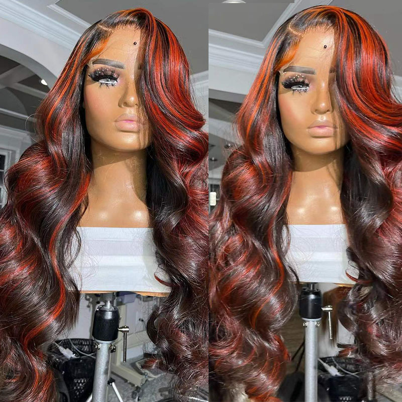 Lace Frontal Burgundy Highlight 13X4 4x4 Closure Wigs - CJdropshipping