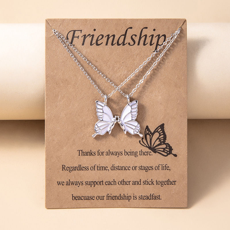 Silver Best Friend Butterfly Necklace Pack