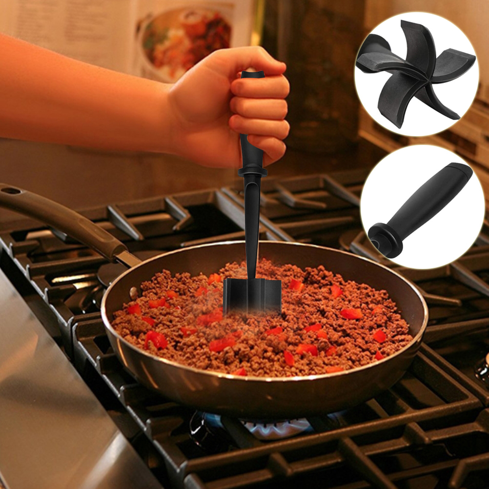Zulay Kitchen Non-Scratch Meat Chopper Smasher for Ground Beef -Dark Red