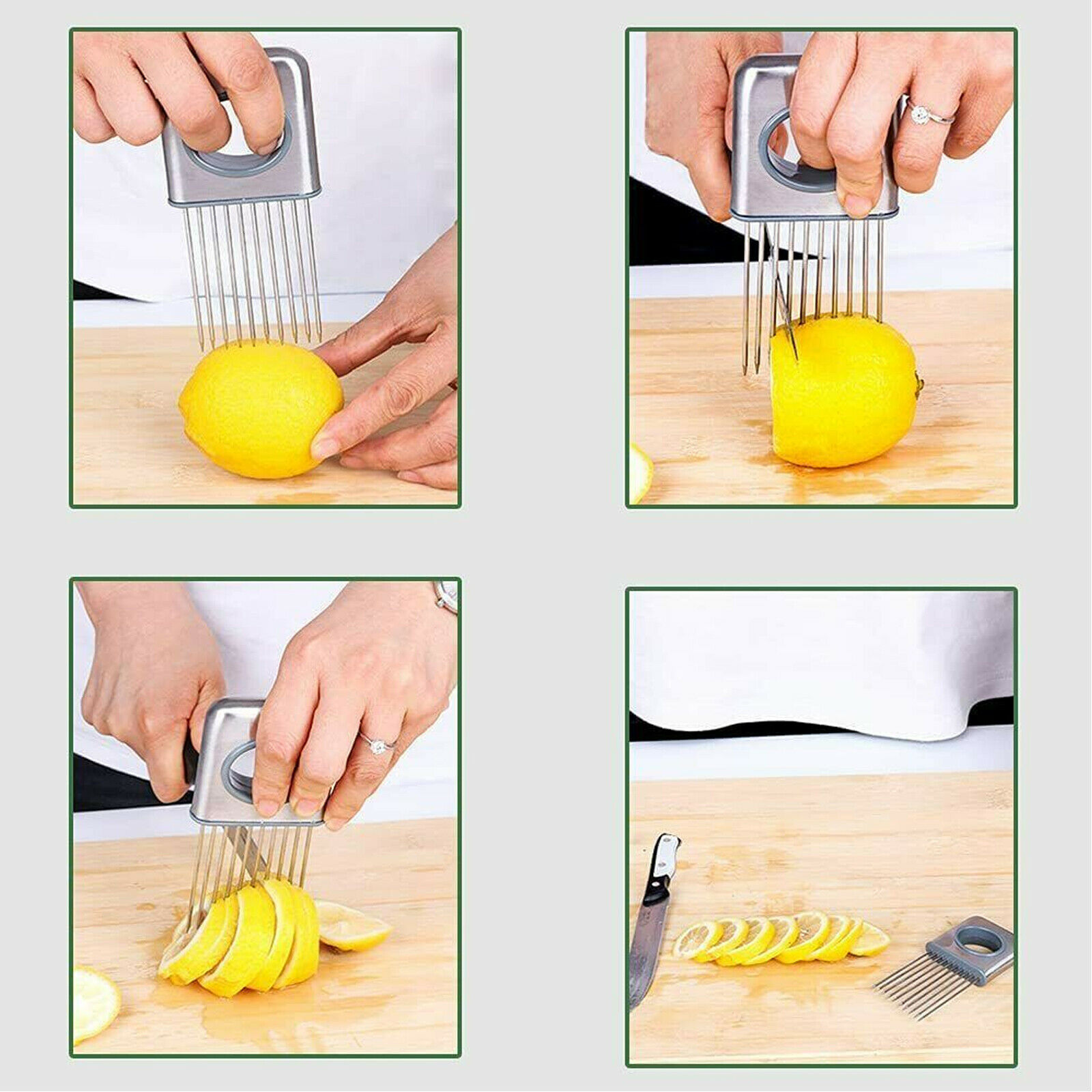 Lancoon Onion Holder for Slicing Vegetable Potato Cutter Slicer Onion Peeler Stainless Steel Cutting Kitchen Gadget KT04