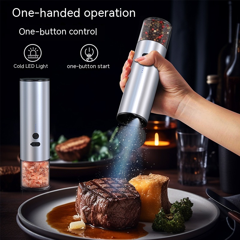 Electric Food Corn Soybean Salt And Pepper Grinder Mill Machine Rechargeable  Electric Pepper And Salt Grinder Set With LED Kitchen Gadgets -  CJdropshipping