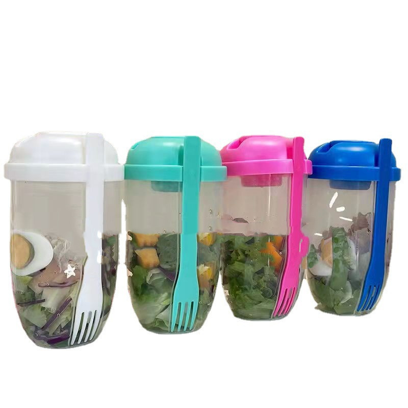 Portable Breakfast Cups Cereal Nut Yogurt Salad Cup Container Set With Fork  Sauce Cup Bottle Food Storage Bento Box Lunch Box For Restaurants - Temu  United Arab Emirates