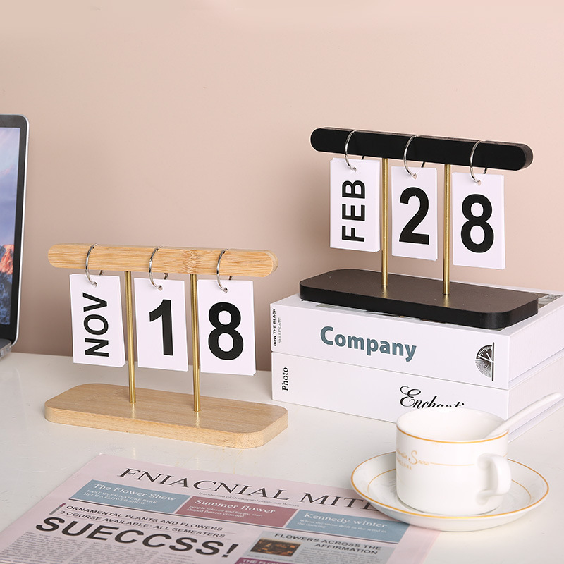 Modern Minimalist Wooden Calendar Flip Hanging Perpetual Calendar ...