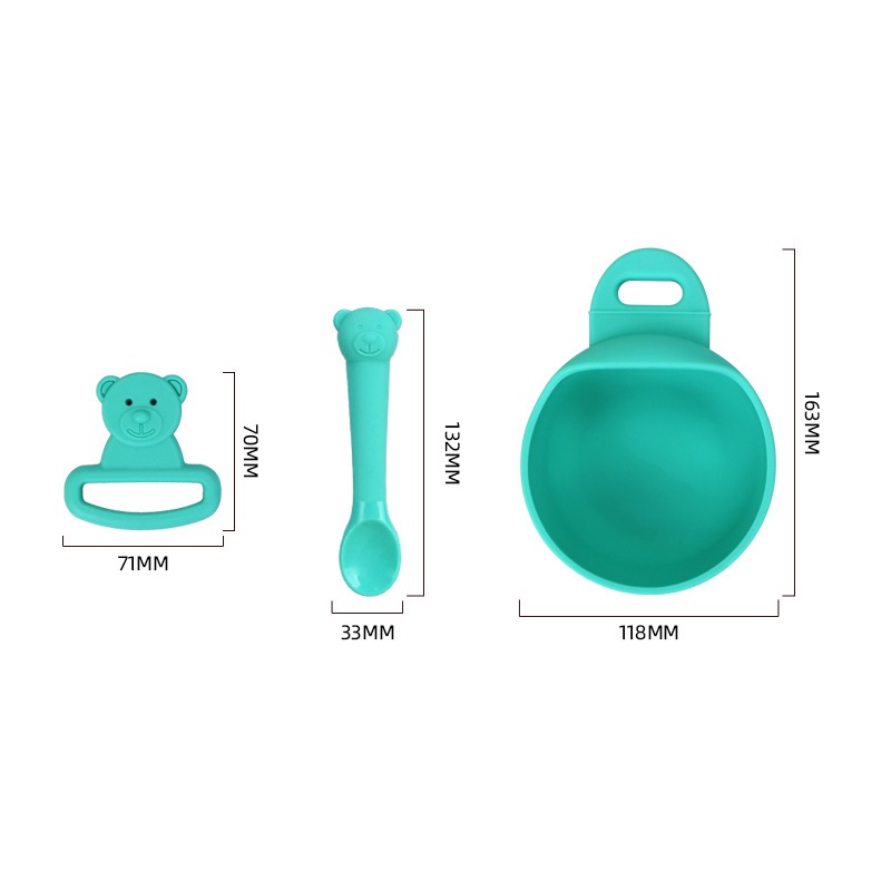 3-Piece Silicone Baby Bowl and Spoon Set with Suction Cup - MAMTASTIC