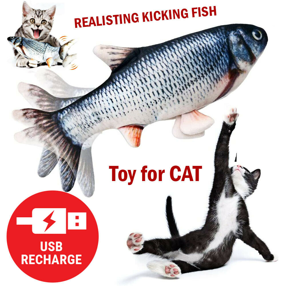 Electric Flopping Fish, Moving Cat Kicker Fish Toy, Realistic Floppy Fish  Dog Toy, Wiggle Fish Catnip Toys, Motion Kitten Toy, Plush Interactive Cat  Toys, Fun Toy for Cat Exercise 