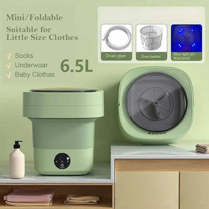Portable Washing Machine Mini Washer with Drain Basket, Foldable