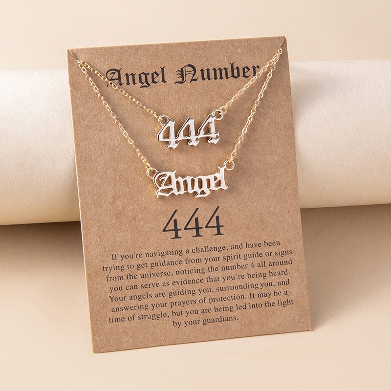 2Pcs/sets Angel Lucky Number 444 Pendant Necklace Clavicle Women Jewelry  Gift | eBay