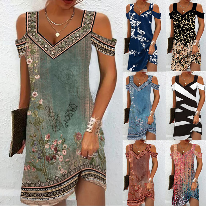 Women's Printed Slim Fitting Dress - CJdropshipping