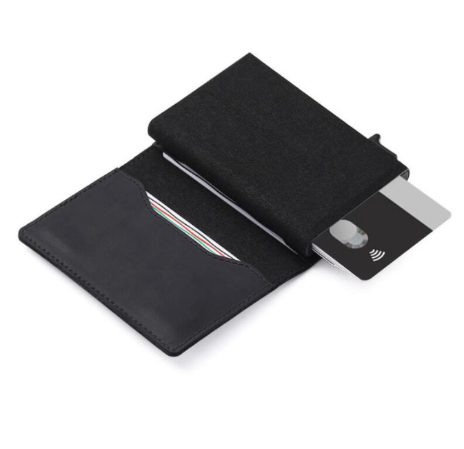 AirTag Wallet Anti Theft Bullet Card Bag Multi-functional Rfid Card Holder  Men's Leather Slim Wallets For Airtag Air Tag - CJdropshipping