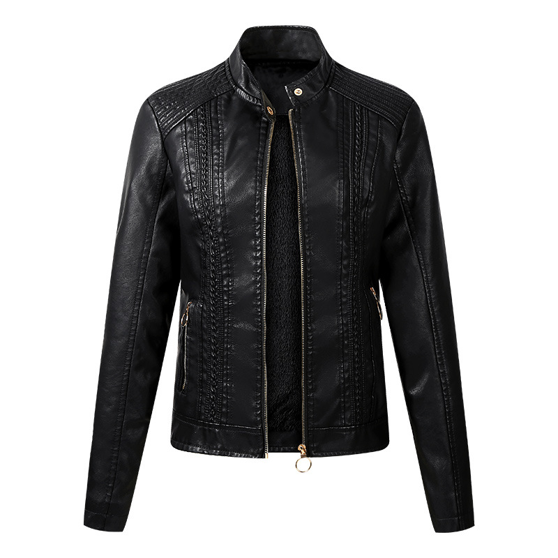 Long Sleeve Ladies Leather Jacket Pu Leather Women Short Cjdropshipping 