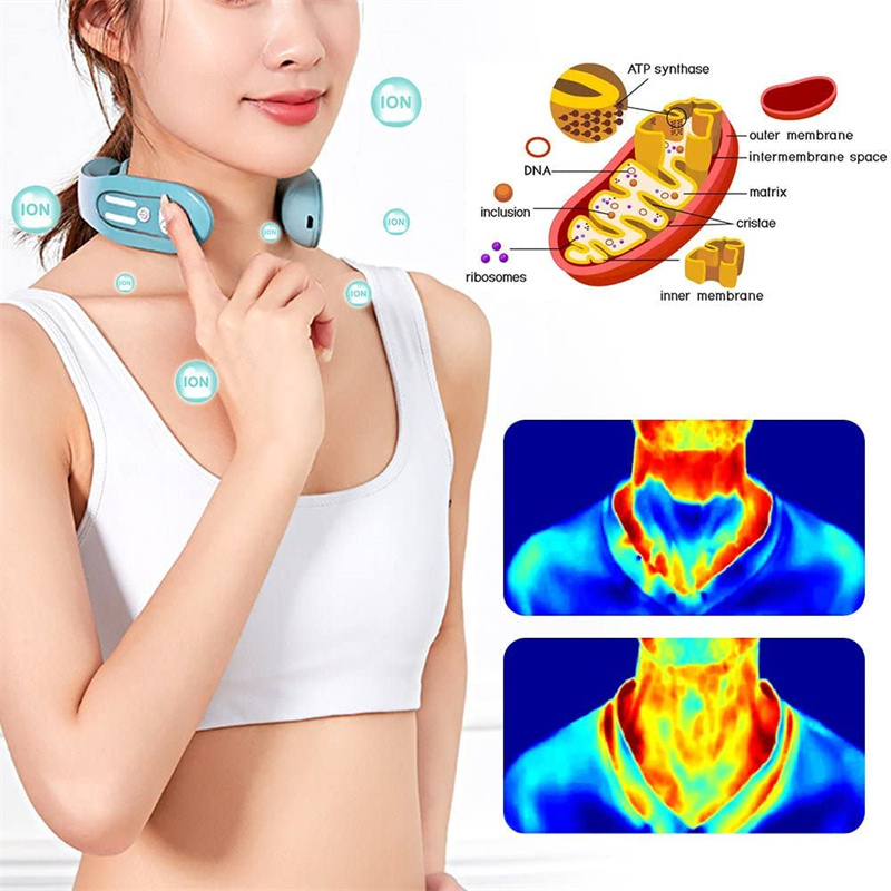 EMS Neck Acupoints Lymphvity Massage Device,Intelligent Neck Massager with  Heat Blue Hot Design Portable Cervical