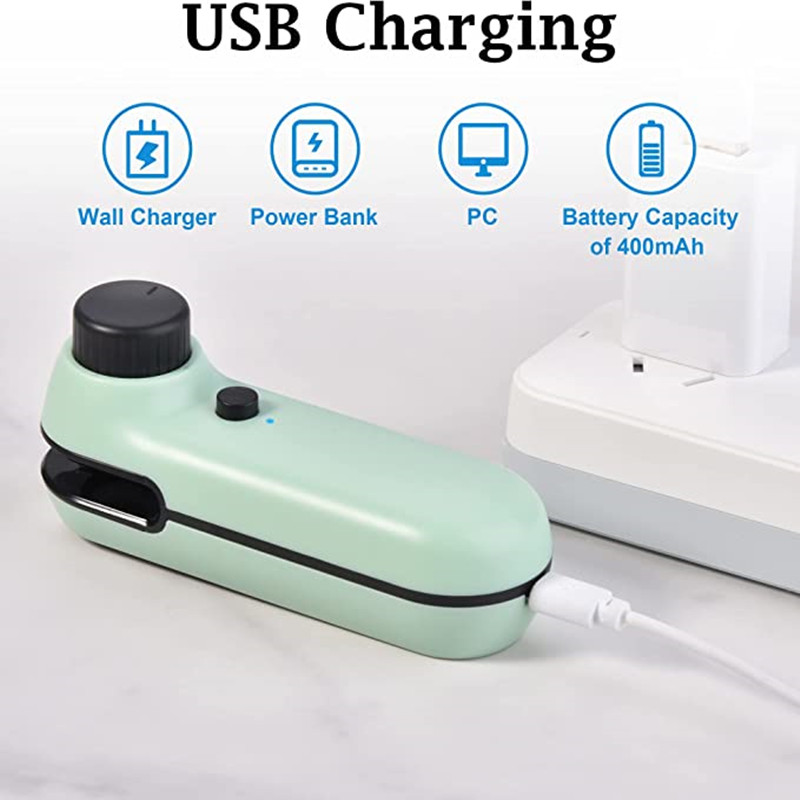 2 IN 1 USB Chargable Mini Bag Sealer Heat Sealers With Cutter