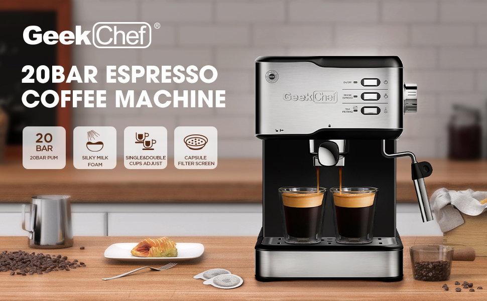 Machine 20 Bar,Espresso Coffee Maker with Milk Frother Steam Wand
