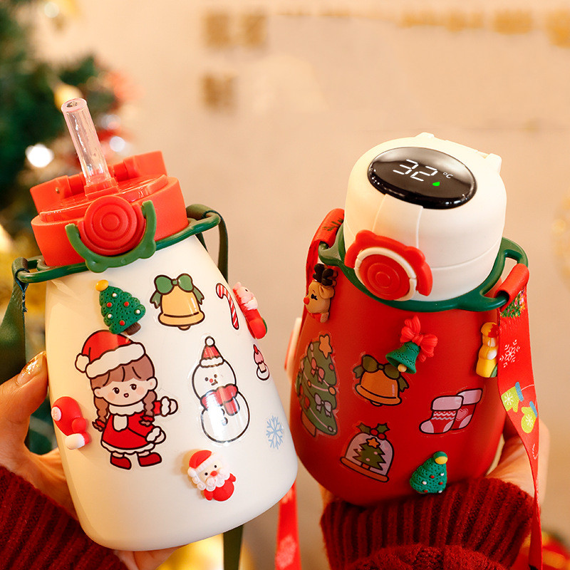 Christmas Thermal Mug 40oz Straw Coffee Insulation Cup With Handle Portable  Car