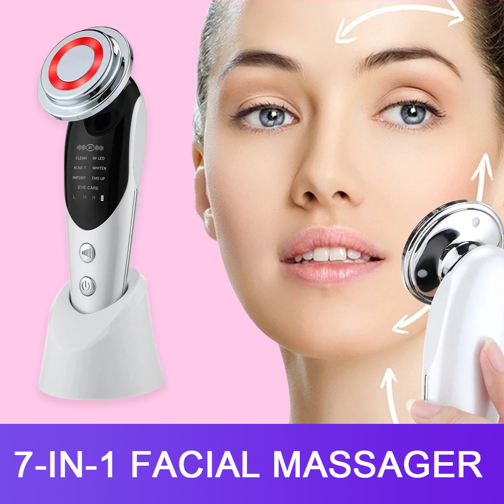 7-in-1 Facial Massager EMS Micro-current Color Light Vibration LED ...