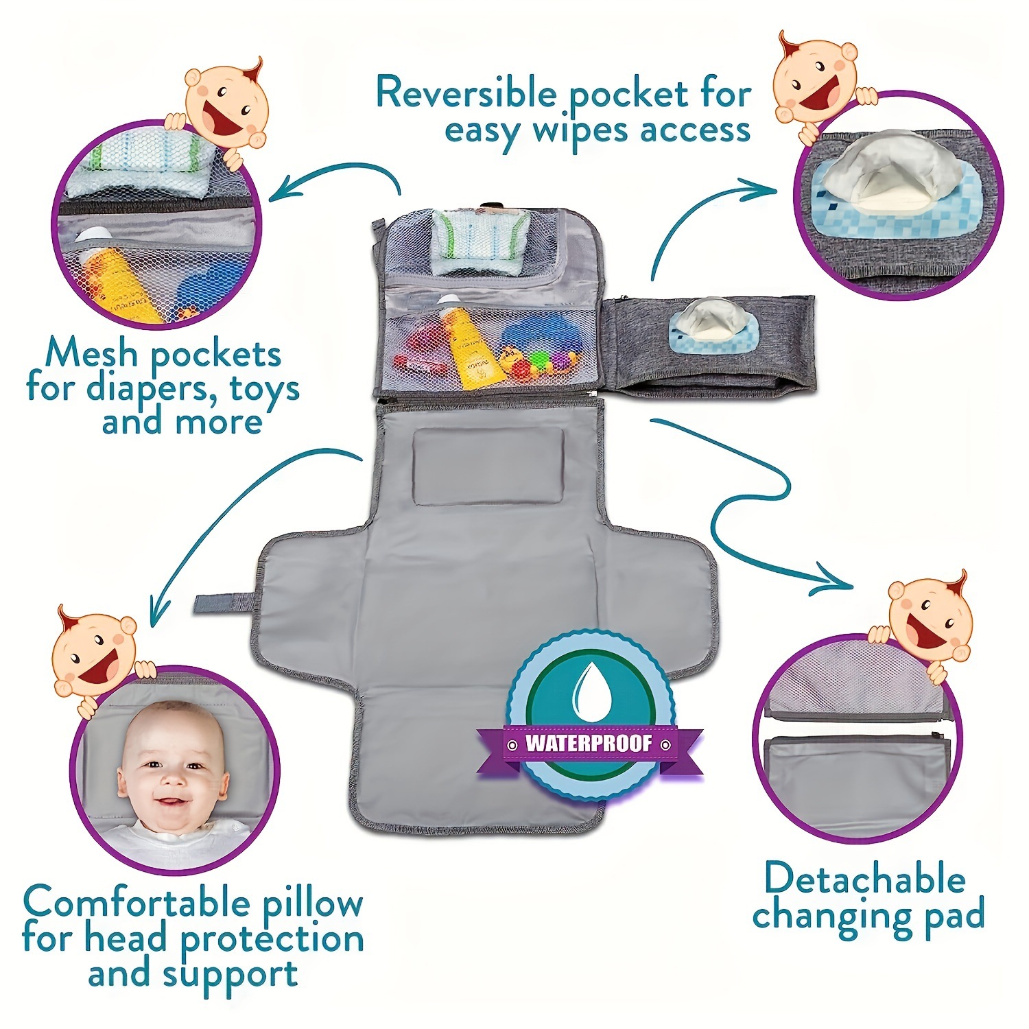 Portable Waterproof Baby Changing Pad Mat - MAMTASTIC