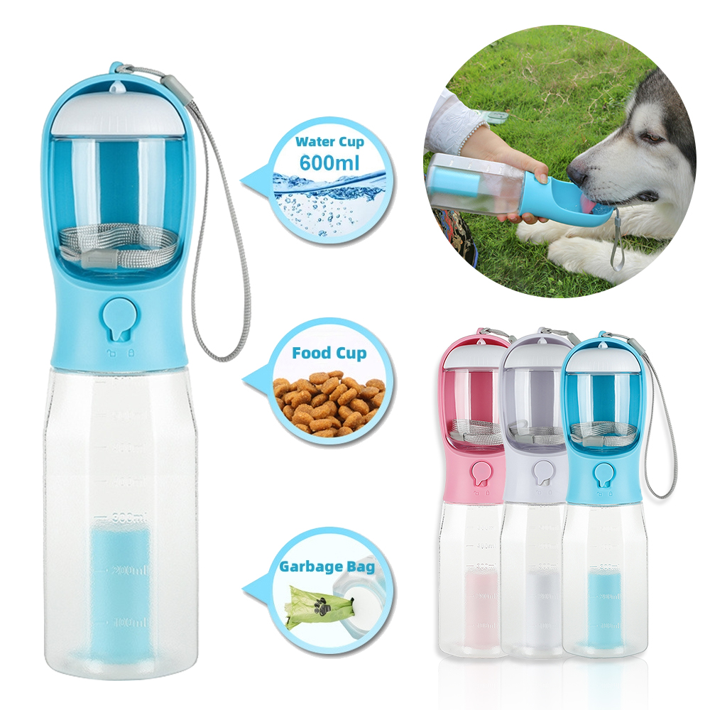 Uppetly Dog Water Bottle, Portable Pet Water Bottle with Food Container and  Drinking Feeder, Leak Proof, BPA-Free, Foldable Puppy Water Cup Dispenser