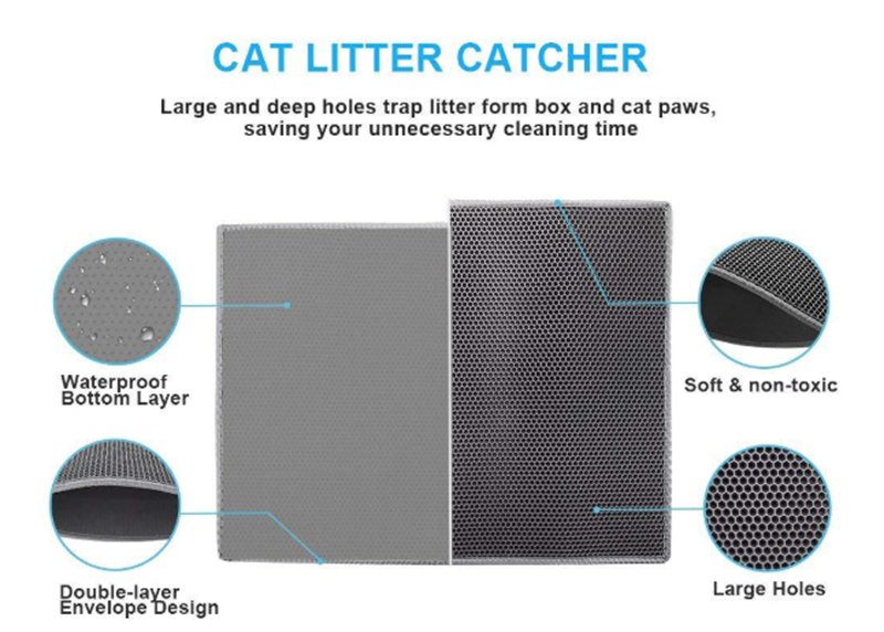 Cat Litter Mat Boxes Trapper Pet Pad Double-Layer Waterproof Urine Proof  Clean