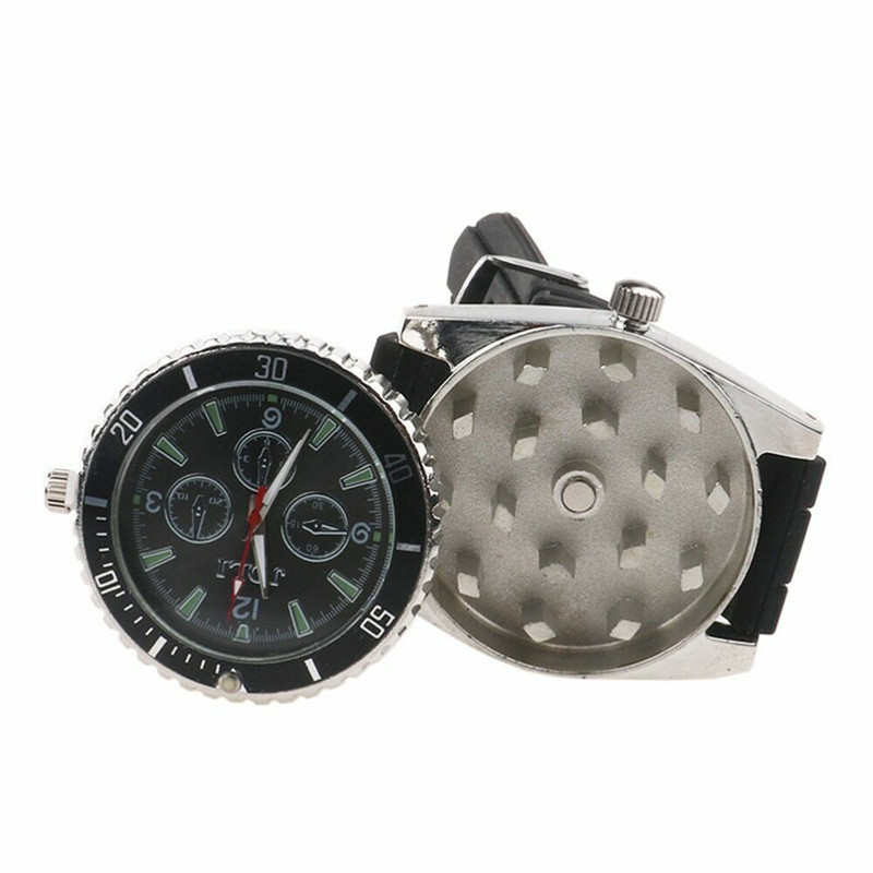 KJDS 2-in-1 Herb Grinder Watch, 1.6 Inch 2 Pcs Zinc Alloy Watches Grinder  Crusher for Men and Women (Black) : Amazon.nl: Fashion