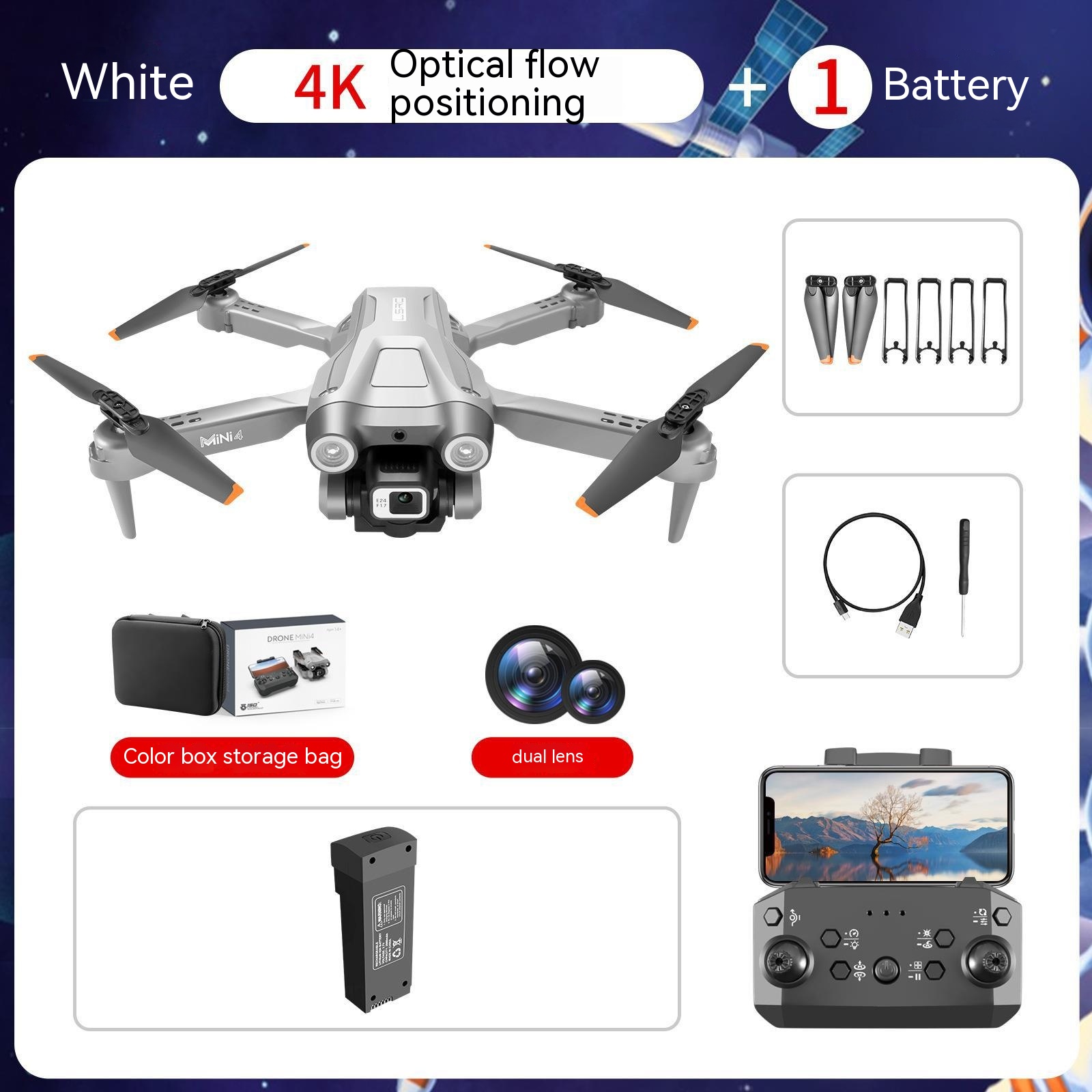 Drone à caméra aérienne à double objectif avec télécommande