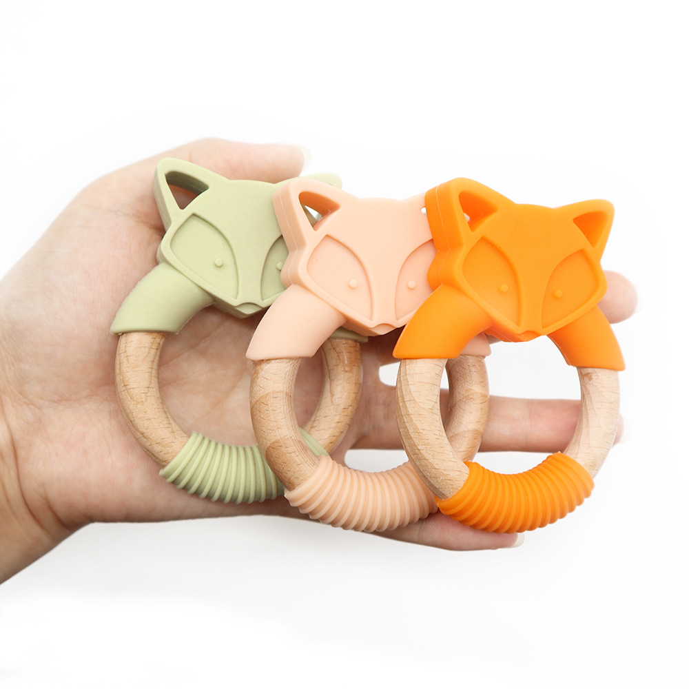 Silicone Wood Fox Baby Teether and Molar Stick - MAMTASTIC