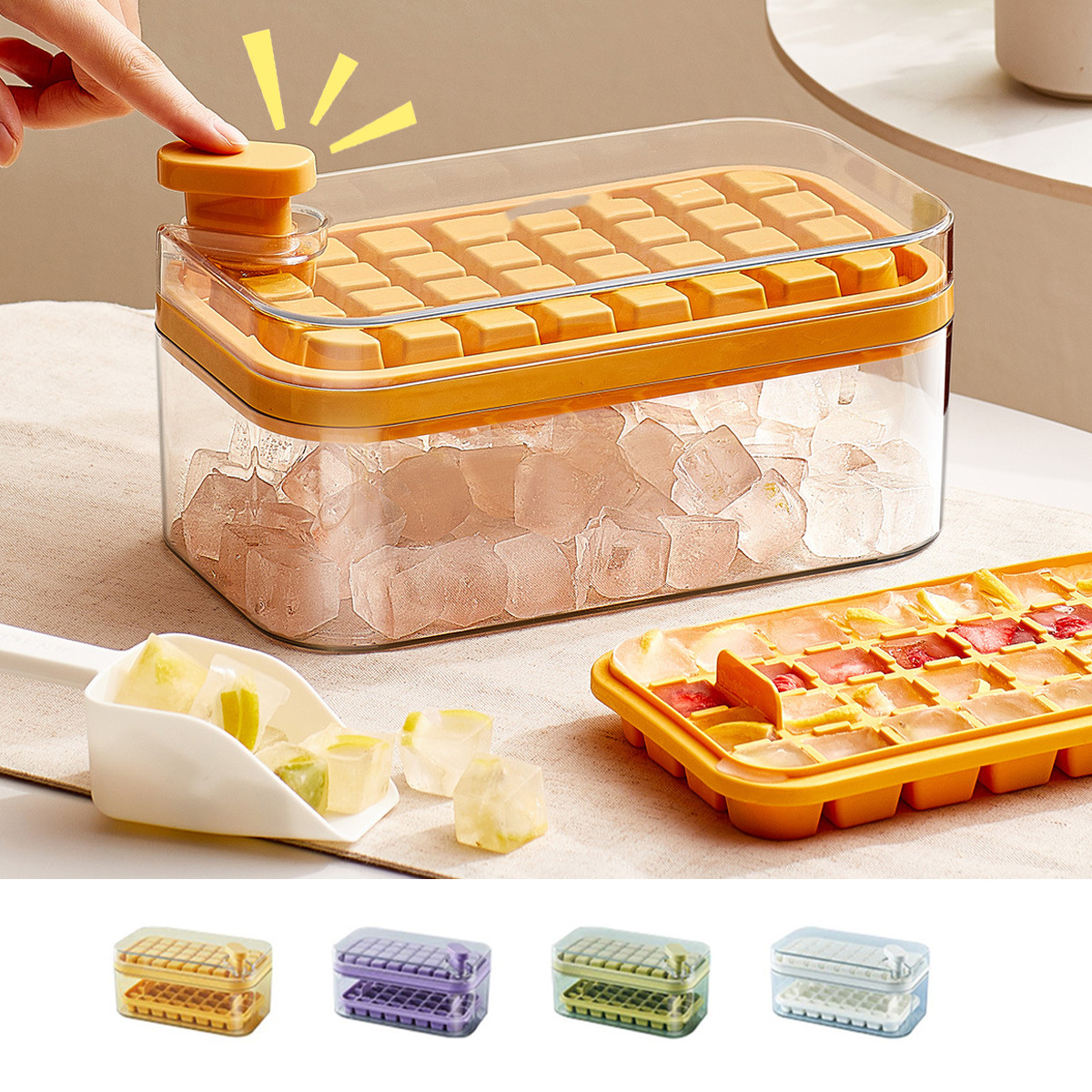 Luxury Style Ice Cube Tray With Lid, Silicone Ice Mold For