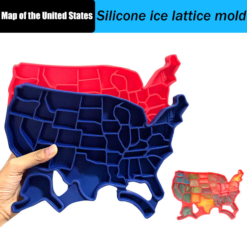 U Ice of A - Ice Cube Tray, silicone ice mold in shape of USA map BPA-FREE
