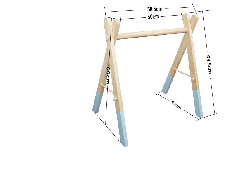 Wooden Baby Play Gym with Hanging Toys - Adjustable Height for Sensory Stimulation and Development - MAMTASTIC