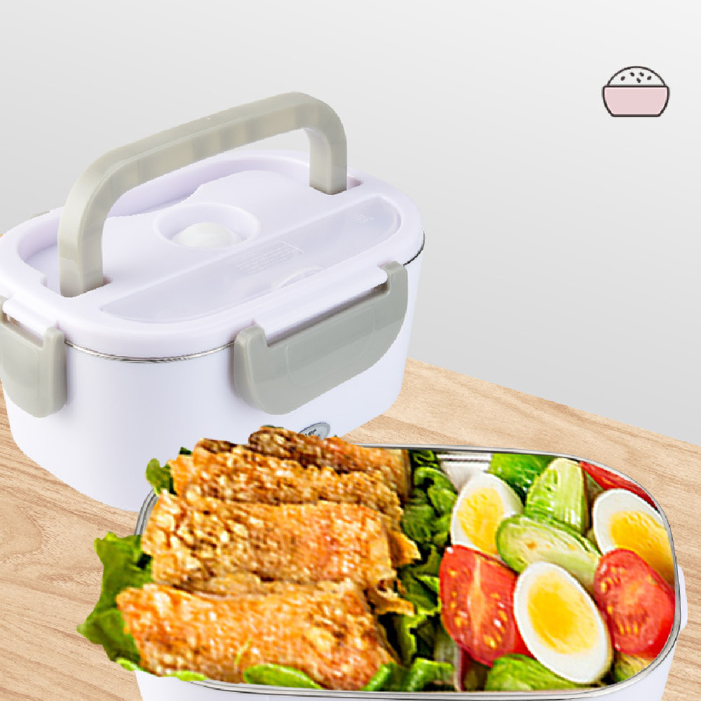 Plug-in 304 Stainless Steel Heated Lunch Box Portable Water-free Thickened  Electric Heat Insulation Lunch Box Car Lunch Box