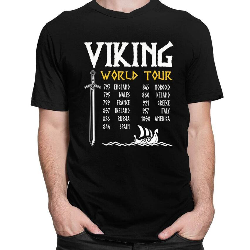 Viking World Tour Digital Printing Casual Round Neck Short Sleeves