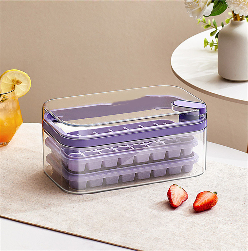 One-button Press Type Ice Mold Box Plastics Ice Cube Maker Ice Tray Mold  With Storage Box With Lid Bar Kitchen Accessories - CJdropshipping