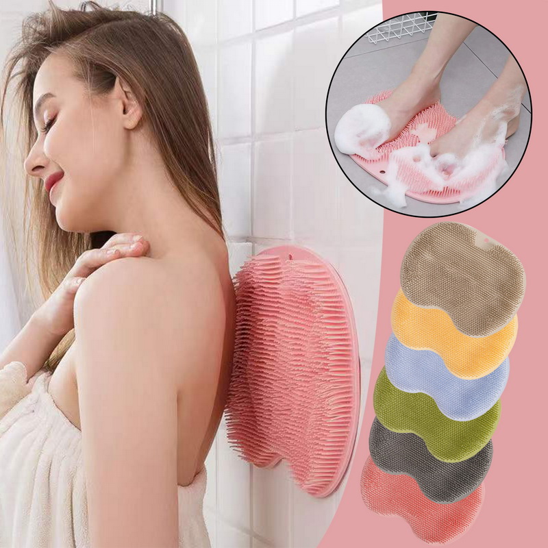 Silicone Shower Foot Scrubber Back Brush Massager Clean Bathroom Non Slip  Pad Y1