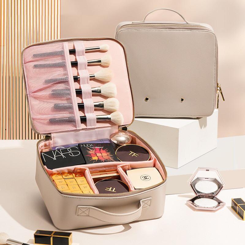 Make up Bag With Mirror Cosmetic Bag Storage Travel Toiletry Case Jewelry  Box Large Capacity Multifunctional Portable NICELAND