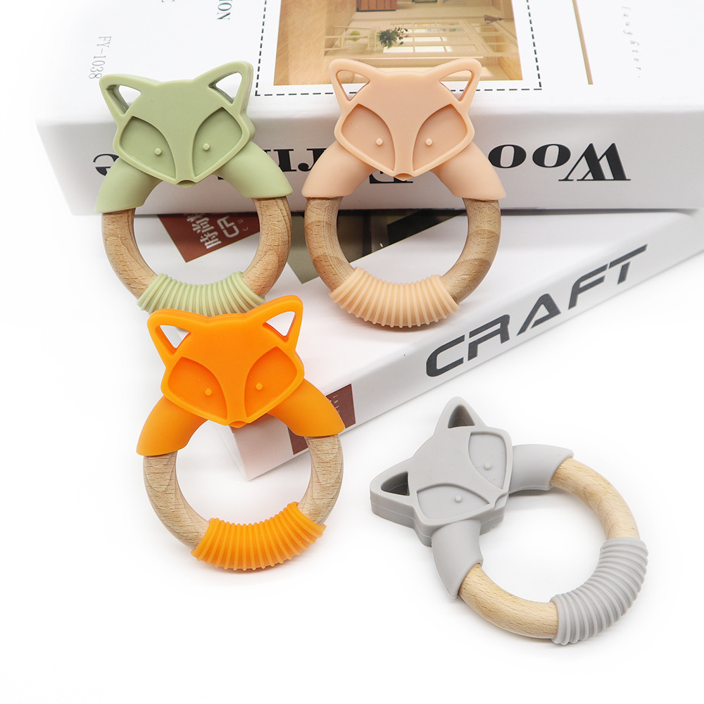 Silicone Wood Fox Baby Teether and Molar Stick - MAMTASTIC