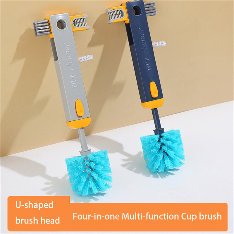 4 In 1 Bottle Gap Cleaner Brush Multifunctional Cup Cleaning Brushes Water Bottles  Clean Tool Mini Silicone U-shaped Brush Kitchen Gadgets - CJdropshipping