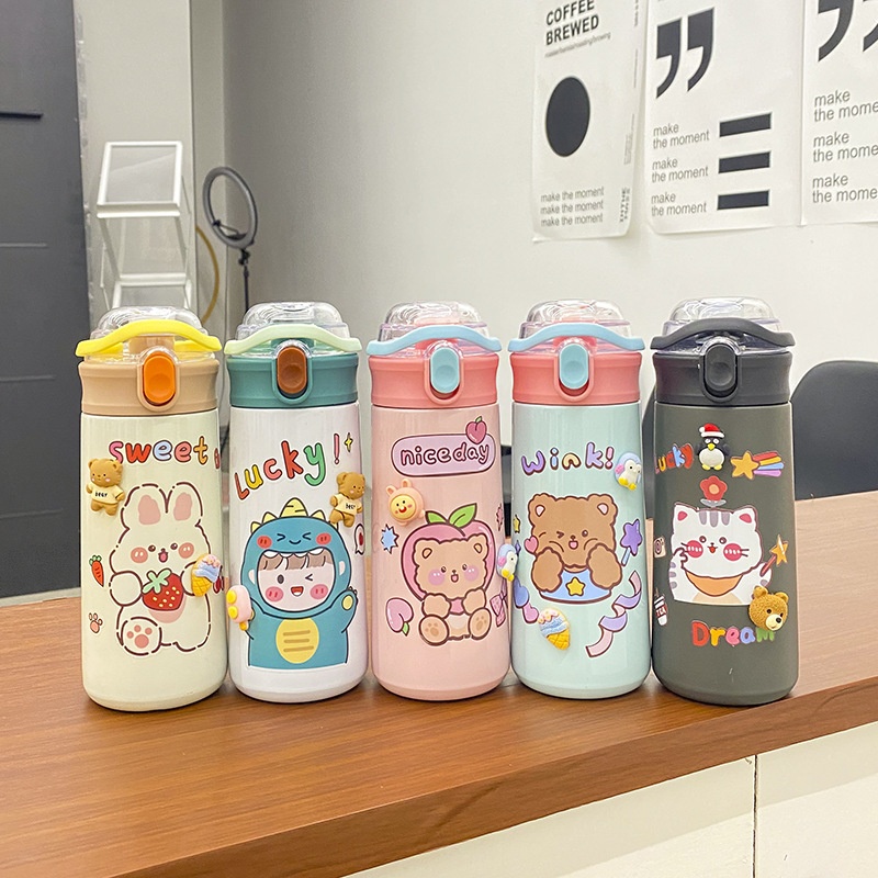 Cute Thermal Mug 450ml Kawaii Cartoon Stainless Steel Thermos