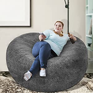 Dropship Bag Chair Cover(it Was Only A Cover; Not A Full Bean Bag) Chair  Cushion; Big Round Soft Fluffy PV Velvet Sofa Bed Cover; Living Room  Furniture; Lazy Sofa Bed Cover; 6ft