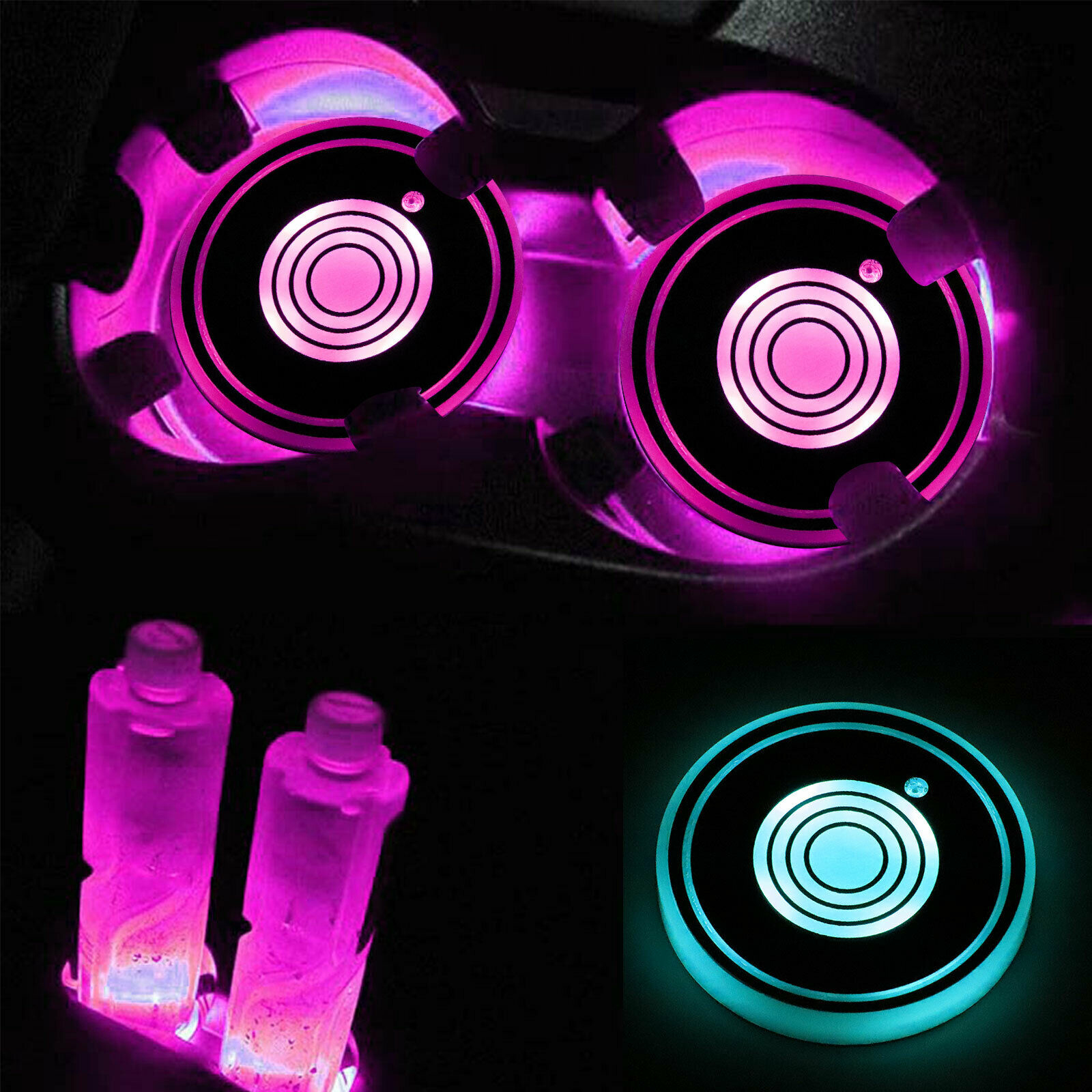 1PC 7 Colors Car LED Luminous Water Cup Pad Auto Cup Bottle Holder