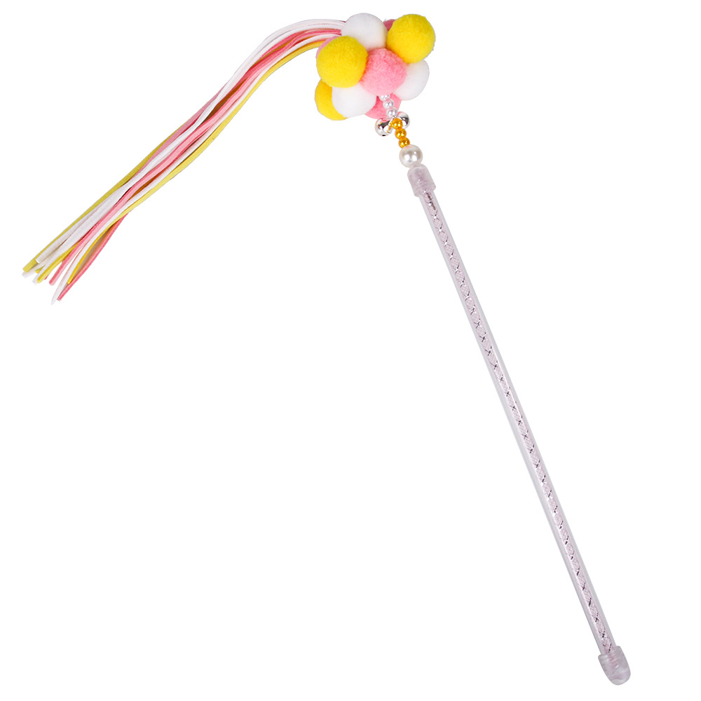 Pet Fur Ball Candy Color Cat Tease Interactive Toy Stick