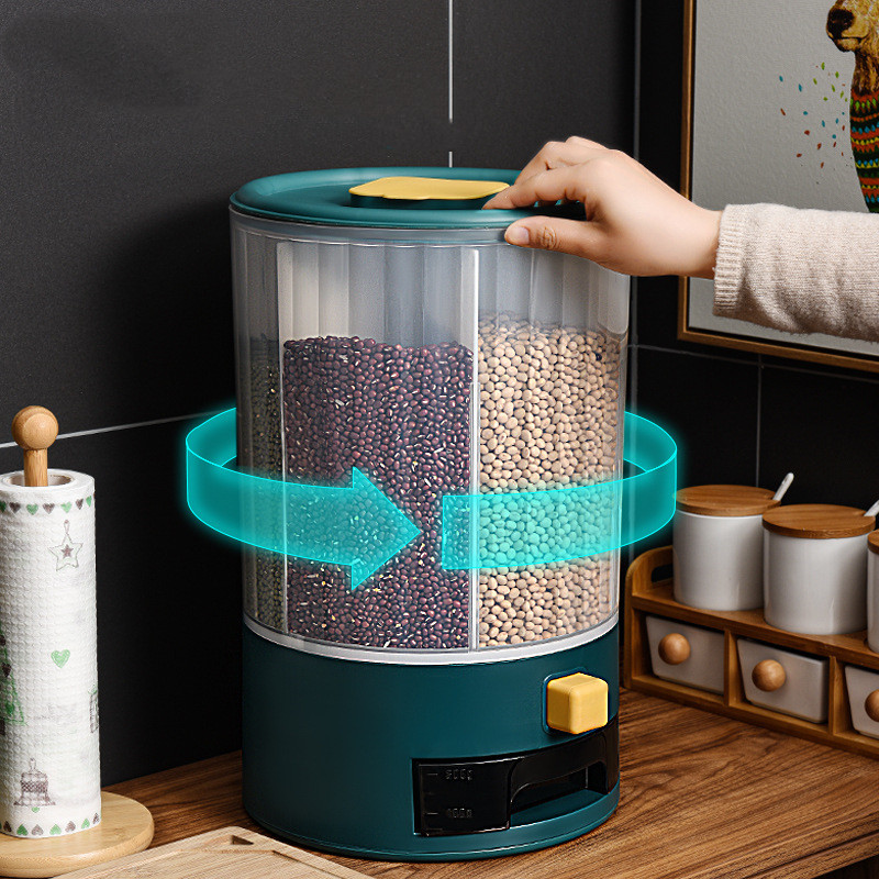 Household Divided Grains Classification Rice Bucket Insect-proof Sealed Rotation - Picture 5 of 6