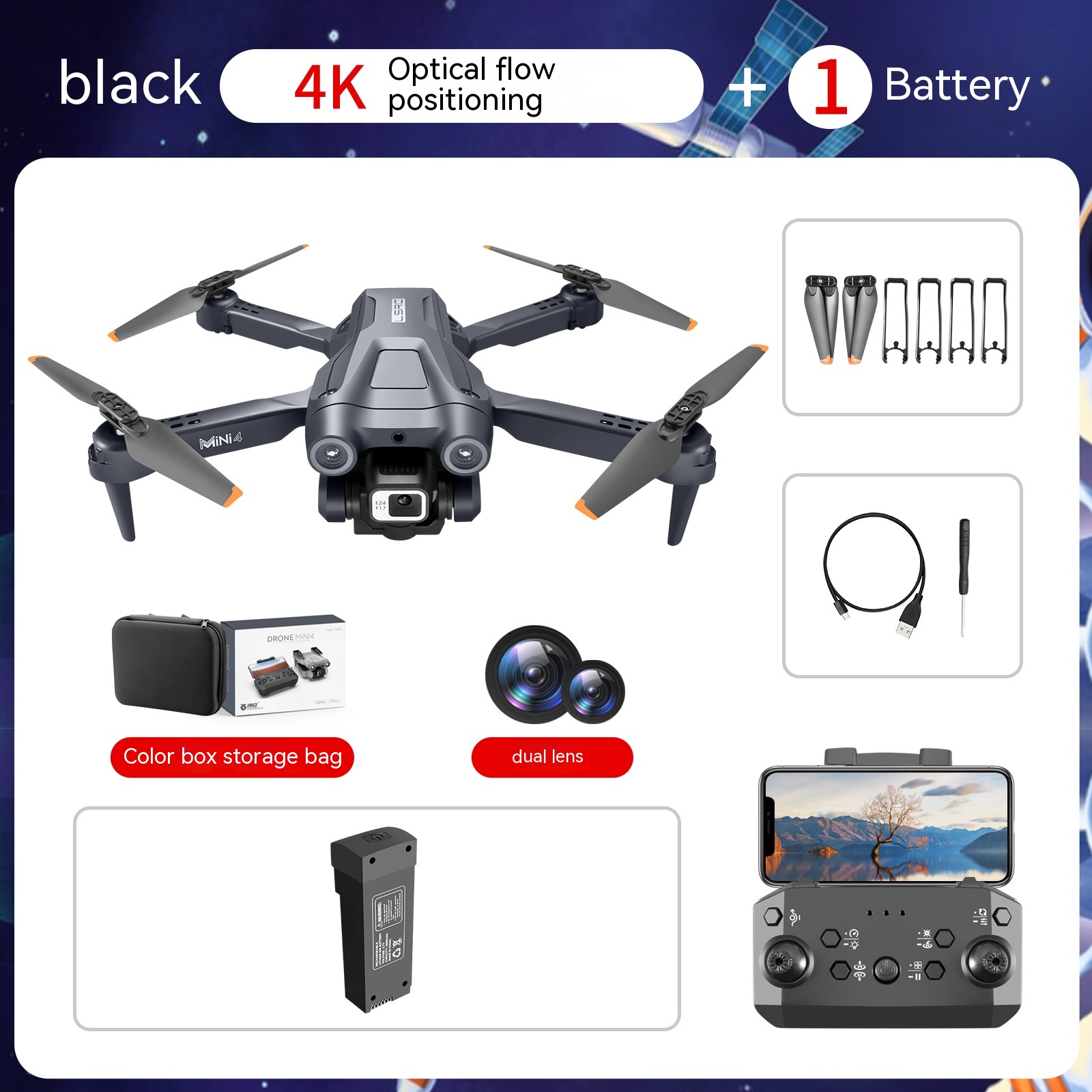 Contenido del paquete de drones 4K
