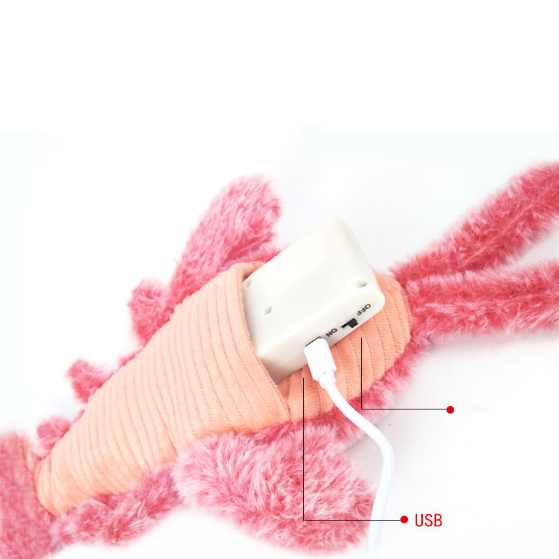 Electric Jumping Plush Shrimp USB Charging Cat or Dog Toy