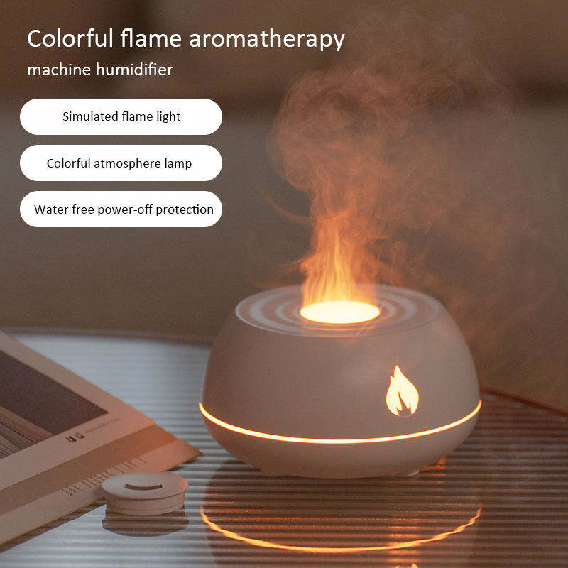 Volcano Humidifier Essential Oil Aromatherapy Diffuser with Flame & Mi